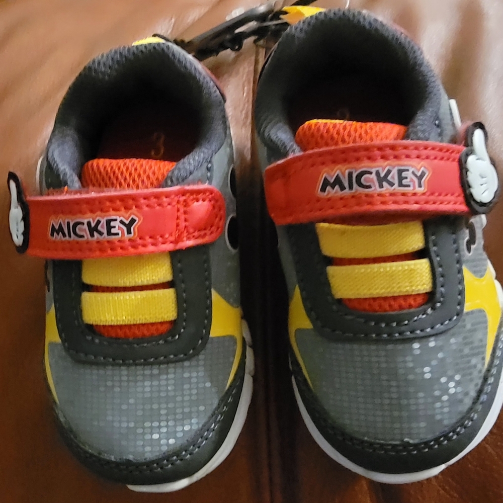 Disney Mickey Kids Sneakers - Red, Yellow, and Gray Sz 3